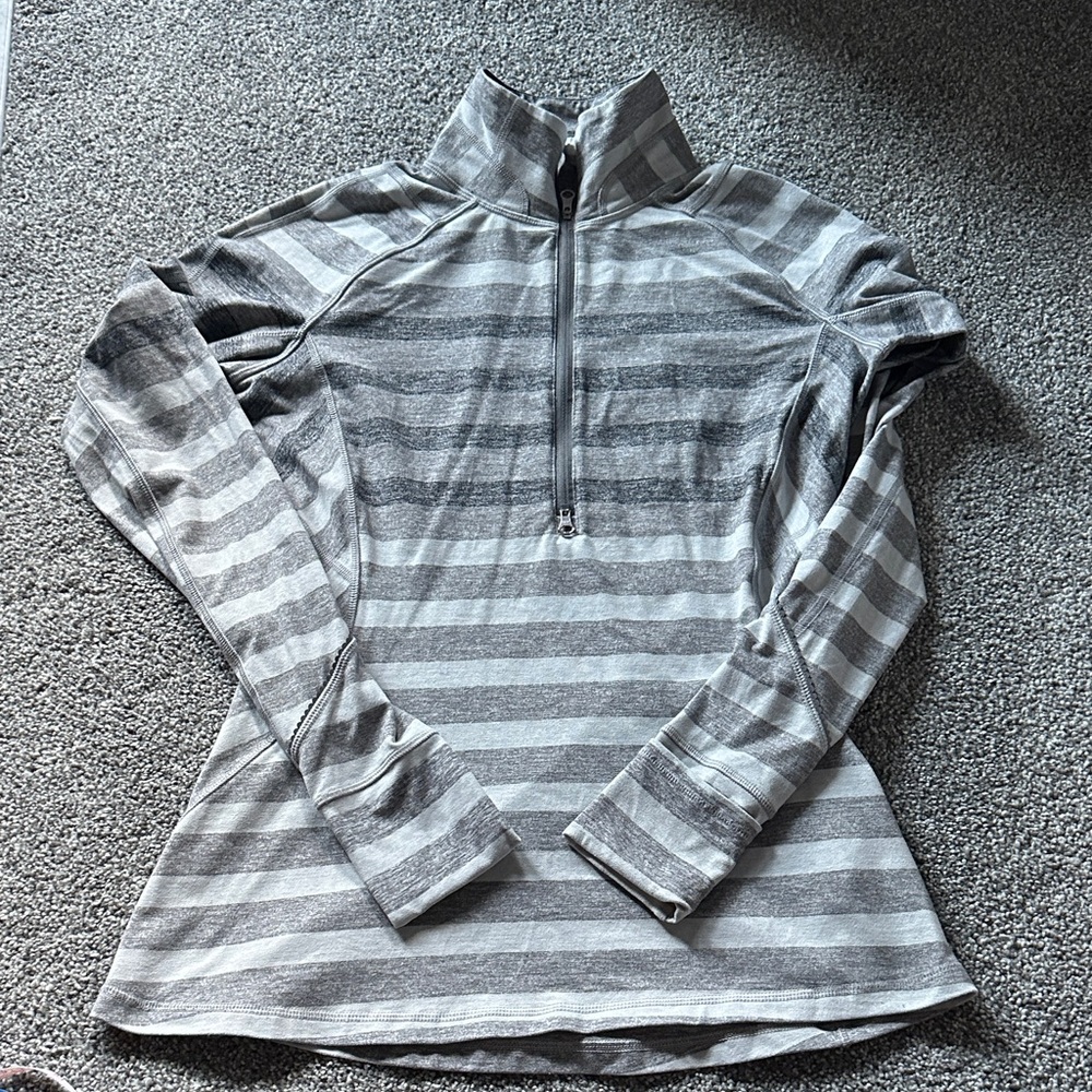 Striped Gray Lululemon Quarter-Zip Pullover